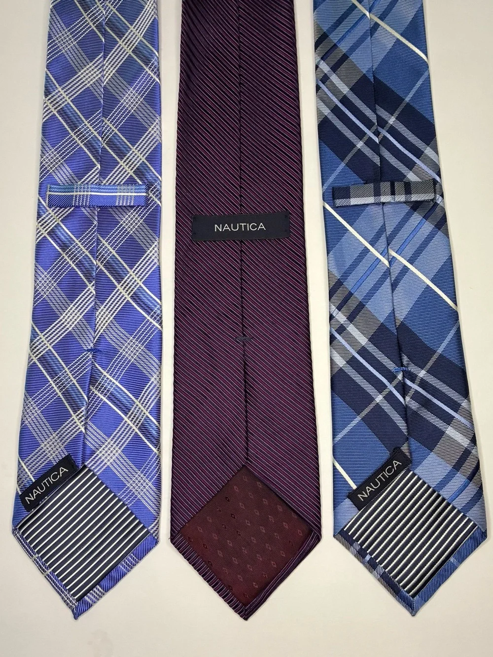 Lot of 3 nicely condition NAUTICA SILK MENS TIES Stripes, Plaids, Checked